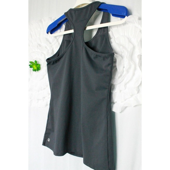 Fabletics Gray Racerback Tank Top Peek A Boo Slits Active Yoga Athleisure XS - Picture 6 of 9